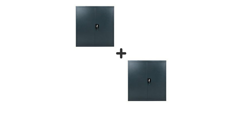 Metaalkastpakket Primo met draaideuren L 90 x H 102 x D 42 - anthraciet lichaam/anthraciet deuren 1+1 gratis