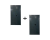 Primo Metal Cabinet Pack with Hinged Doors L 90 x H 185 x D 42 - Anthracite Body/Anthracite Doors 1+1 Free