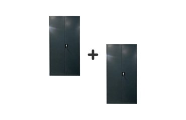 Primo Metal Cabinet Pack with Hinged Doors L 90 x H 185 x D 42 - Anthracite Body/Anthracite Doors 1+1 Free