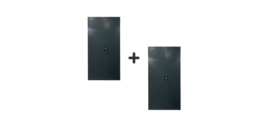 <strong>Primo metalen kastpakket met draaideuren L 90 x H 185 x D 42 - antraciet lichaam/antraciet deuren 1+1 gratis</strong>