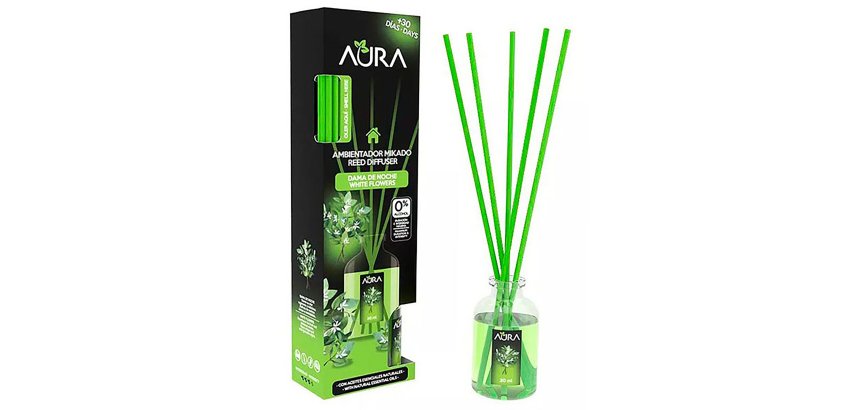 Ambientador mikado Aura con varillas Dama de noche