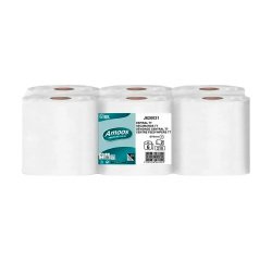 Papel secamanos amoos industrial 2 capas 32g/m2 celulosa blanco 60 m paquete de 6 bobinas.