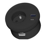 Prise électrique encastrable Versaspot 80 mm pour bureau - 1 prise secteur + 1 USB-A + 1 USB-C  + masque