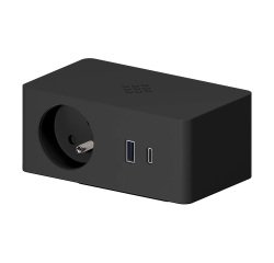 Prise Versaq à clipser sur plateau – 1 prise secteur + 1 USB-A + 1 USB -C+ cable 2 m