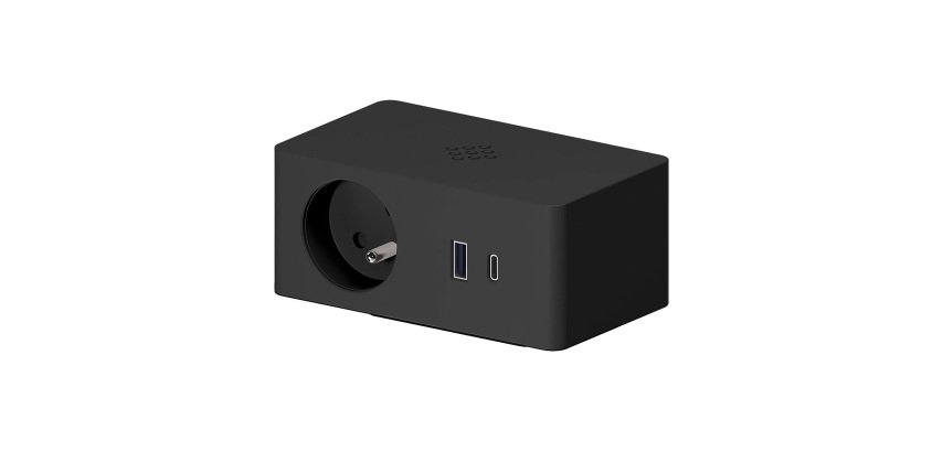 Prise Versaq à clipser sur plateau – 1 prise secteur + 1 USB-A + 1 USB -C+ cable 2 m
