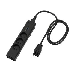 Multiprise - nourrice Versatek Basic – 3 prises secteur + 1 USB-A+ 1 USB-C - prise suivante + câble de raccord 2 m