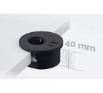 Prise électrique encastrable Versaspot 80 mm pour bureau - 1 prise secteur + 1 USB-A + 1 USB-C  + masque