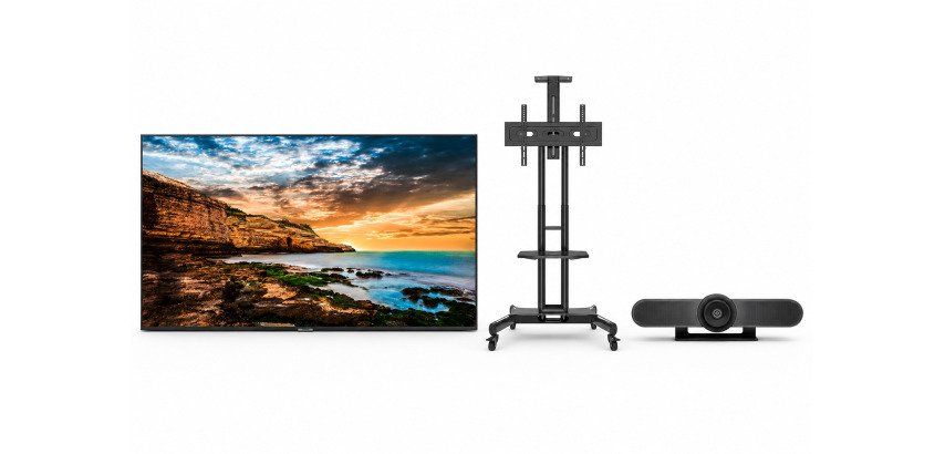 Kit visioconférence Logitech Meetup + écran Samsung 43’’ + support mobile