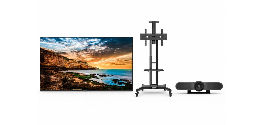 Kit visioconférence Logitech Meetup + écran Samsung 43’’ + support mobile