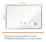 Tableau blanc magnétique Premium Plus Nobo, surface en acier laqué, cadre en aluminium, 90 x 60 cm