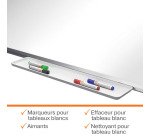 Tableau blanc magnétique Premium Plus Nobo, surface en acier laqué, cadre en aluminium, 90 x 60 cm