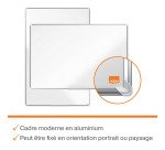 Tableau blanc magnétique Premium Plus Nobo, surface en acier laqué, cadre en aluminium, 90 x 60 cm