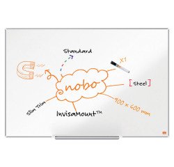 Tableau blanc magnétique Impression Pro Nobo, surface en acier laqué, cadre en aluminium, 90 x 60 cm