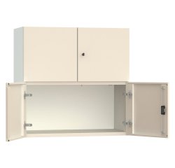 Armadio Ufficio Monoblocco sopralzo Senso 4 ante 2 vani senza zoccolo l x p x h 90 x 45 x 90 cm