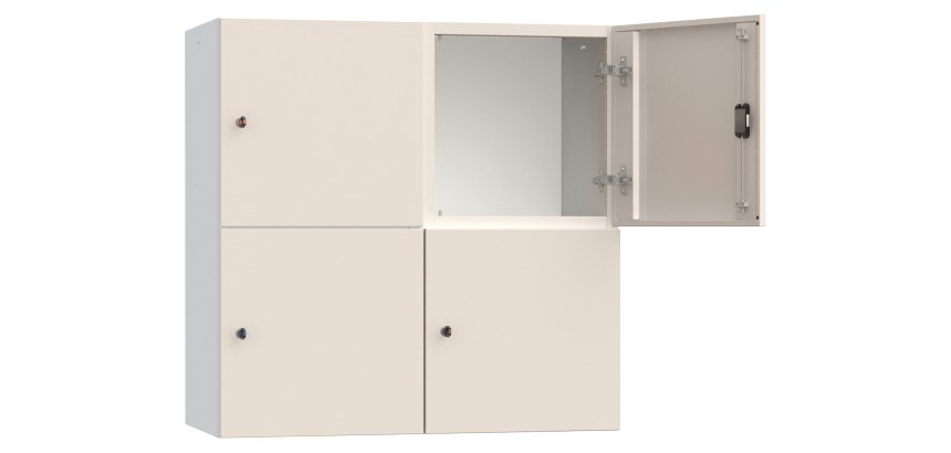 Armadio Ufficio Monoblocco sopralzo Senso 4 ante 4 vani senza zoccolo l x p x h 90 x 45 x 90 cm