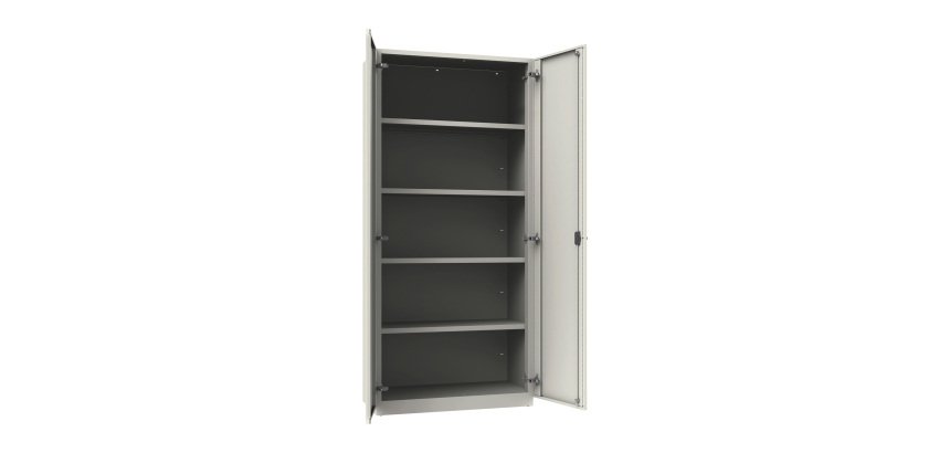 Armadio Ufficio Monoblocco multiuso Senso 2 ante battenti 4 ripiani l x p x h 90 x 45 x 200 cm