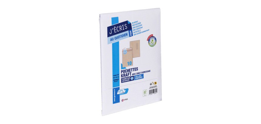 GPV-envelop 162 x 229 mm met adresveld, zonder venster, bruin kraft 90 g - Pak van 10