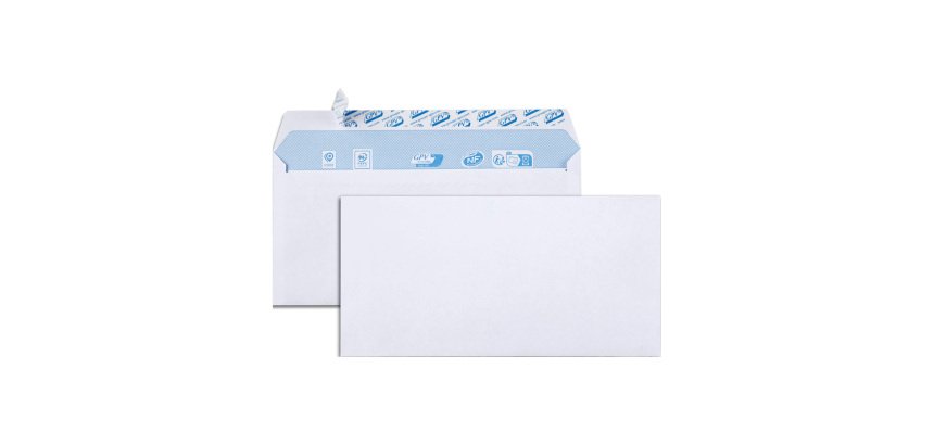 GPV Envelope 110 x 220 mm 80 g without window, Self-adhesive, Quick open - Pack of 50