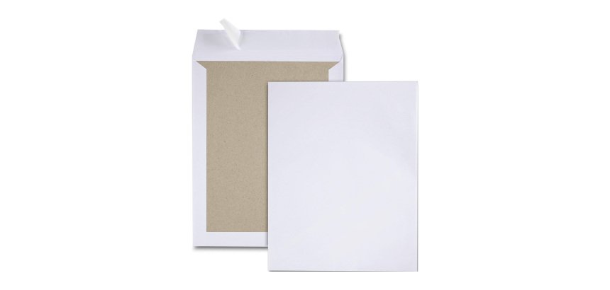 Pochette GPV à dos carton, vélin blanc 120 g, 260 x 330 mm sans fenêtre -  Paquet de 25