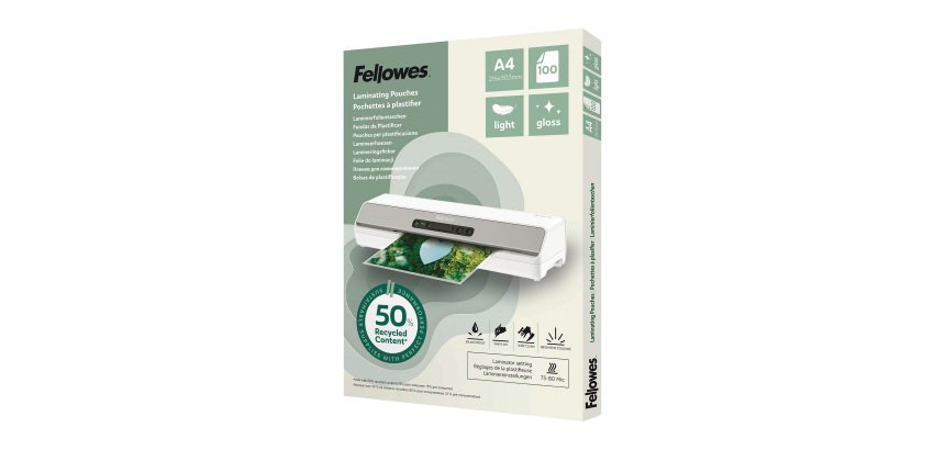 Gerecycleerde Fellowes A4 lamineerhoezen 2 x 80 µ glanzend - Doos van 100