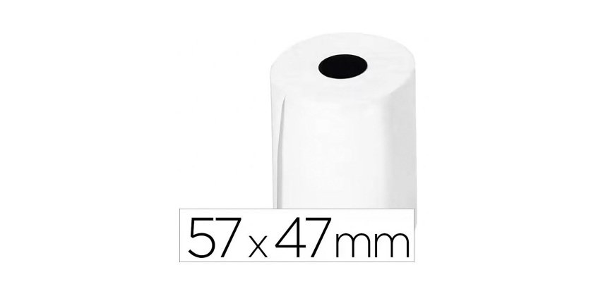 Rollo sumadora térmico q-connect 57 mm ancho x 47mm diámetro para tpv sin bisfenol a papel de 70 g/m2