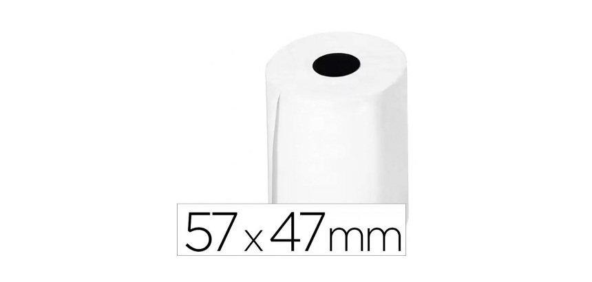 Rollo sumadora térmico q-connect 57 mm ancho x 47mm diametro para tpv sin bisfenol a papel de 70 g/m2