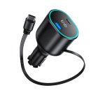 T'nB 50 W sigarettenaansteker oplader met intrekbare USB-C kabel - Snelle oplading in de auto