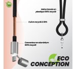 Câble tour de cou USB-C vers USB-C 60 W  1,6m 2-en-1  noir T'nB