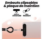 Câble tour de cou USB-C vers USB-C 60 W  1,6m 2-en-1  noir T'nB