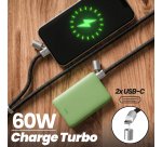 Câble tour de cou USB-C vers USB-C 60 W  1,6m 2-en-1  noir T'nB