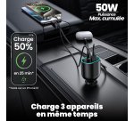 T'nB 50 W sigarettenaansteker oplader met intrekbare USB-C kabel - Snelle oplading in de auto