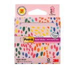 Distributeur Z-notes roses repositionnables recyclées Super Sticky Post-it 76 x 76 mm - bloc de 90 feuilles