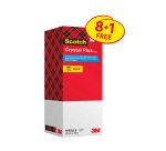 Pack de 8 rubans adhésif recyclés Scotch Crystal Plus - Largeur 19 mm x longueur 33 m + 1 OFFERT