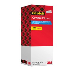 Pack de 8 rubans adhésif recyclés Scotch Crystal Plus - Largeur 19 mm x longueur 33 m + 1 OFFERT