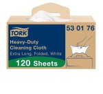 Chiffons de nettoyage industriel blanc W7, distribution feuille à feuille, boîte de 120 chiffons, Tork
