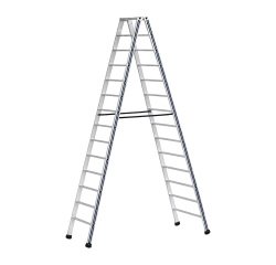 Scala a doppia salita STP Pikasso per uso industriale in alluminio, 14 gradini