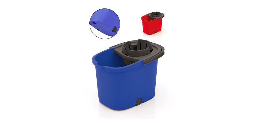 Cubo con escurrefacil 16L azul gris