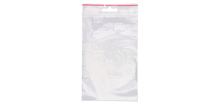 Sachet Zip transparent 80 x 120 mm avec bande d'écriture - 50 microns - Carton de 1000