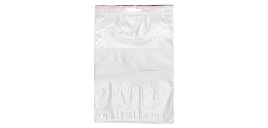 Sachet Zip transparent 170 x 230 mm avec bande d'écriture - 50 microns - Carton de 1000