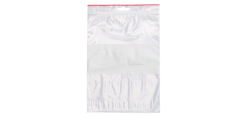Sachet Zip transparent 170 x 230 mm avec bande d'écriture - 50 microns - Carton de 1000
