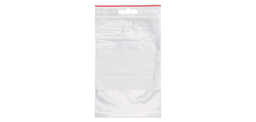 Sachet Zip transparent 100 x 150 mm avec bande d'écriture - 50 microns - Carton de 1000
