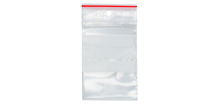 Sachet Zip transparent 60 x 80 mm avec bande d'écriture - 50 microns - Carton de 1000