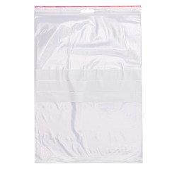 Sachet Zip transparent 230 x 320 mm avec bande d'écriture - 50 microns - Carton de 1000