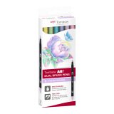 Feutres pinceaux aquarellables double pointe Tombow ABT Dual Brush Pen – Couleurs pastel – Pochette de 6