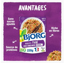 Recette thaï Riz coco gingembre Veggie Bio Bjorg - Sachet de 220 g