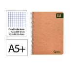 Cuaderno espiral liderpapel a5 4x4 mm Ecouse tapa cartulina kraft 80h papel reciclado 80 g