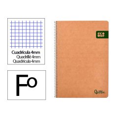 Cuaderno espiral liderpapel A4 4x4 mm Ecouse tapa cartulina kraft 80h papel reciclado 80 g