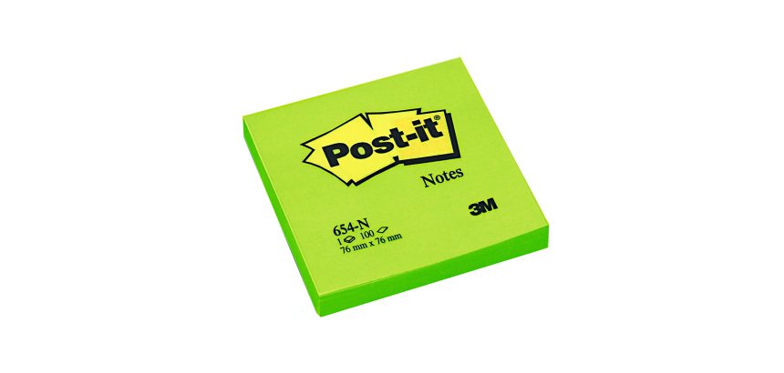 Bloc de notas adhesivas quita y pon post-it 76x76 mm verde neon con 100 hojas