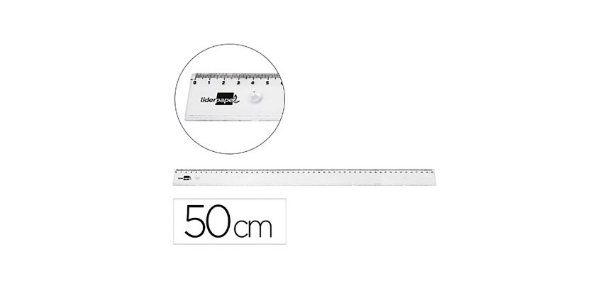 Regla liderpapel plastico irrompible transparente 50 cm