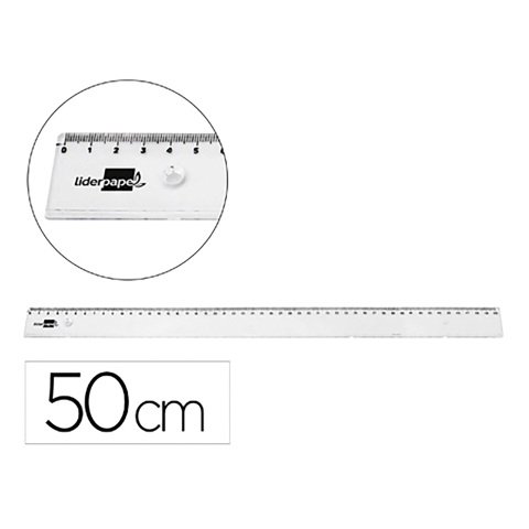 Regla liderpapel plastico irrompible transparente 50 cm